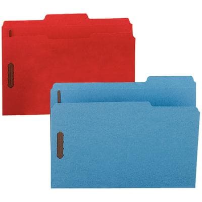 Smead Colored Top-Tab File Folders with Two Fasteners, 1/3 Cut Assorted Tabs, Letter Size, Blue, 50/Box, SMD 12040 thumbnail 2
