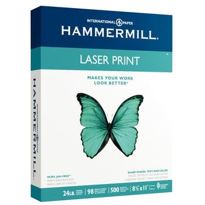 Hammermill Premium Laser Print Paper, 8.5 x 11, 24 lb, Radiant White, 98 Brightness, 500 Sheets/Ream, HAM10460-4 thumbnail 2