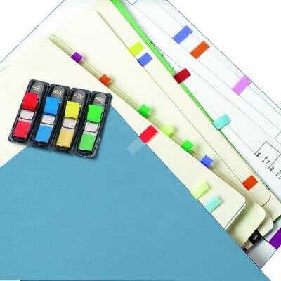3M Post-it® Small Page Flags in Detachable Dispenser, Assorted Primary Colors (Blue, Green, Red, Yellow), 0.5" x 1.75", 140 Flags/Pack, MMM 683-4 thumbnail 2
