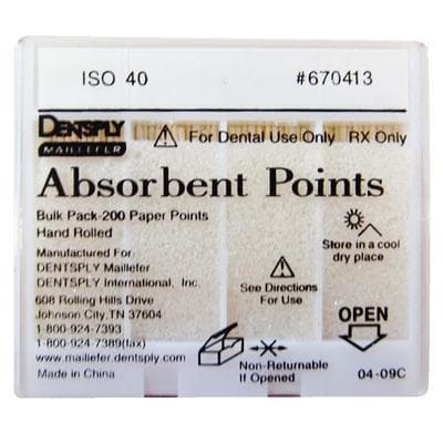 Dentsply Maillefer Absorbent Paper Points, ISO #40, 0.02 Taper, Hand-Rolled, Bulk Pack of 200, 670413 thumbnail 6