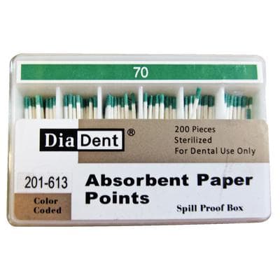 DiaDent Absorbent Paper Points, Non-Marked, .02 Taper, ISO Size #70, Green, Slide Package, 200/Box thumbnail 4