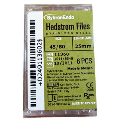 Kerr Endodontics Hedstrom Files, Stainless Steel, 25 mm, #45-80 Assorted, 6/Pk, 11360 thumbnail 15