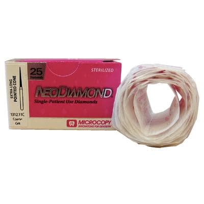 NeoDiamond FG Diamond Bur #1312.11C (859-012), Coarse Grit, Extra Long Pointed Cone, 1.2 mm Diameter, 11.0 mm Head Length, Friction Grip, 25/Pkg thumbnail 7