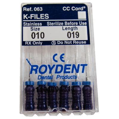 Roydent K-Type Files, Size #10, 19mm, Stainless Steel with Silicone Stops, 6/Pkg, 06319010R thumbnail 8