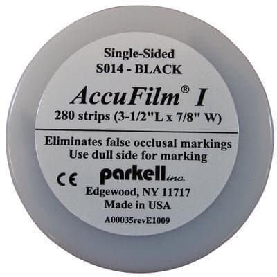 Parkell AccuFilm I Single-Sided Articulating Film, Black, Super Thin 21 Microns, Pre-Cut Strips 3-1/2" x 7/8", 280/Box, S014 thumbnail 9