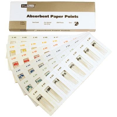 DiaDent Absorbent Paper Points, Non-Marked, .02 Taper, Cell Pack, Assorted Sizes #90-140, 200/Box thumbnail 6