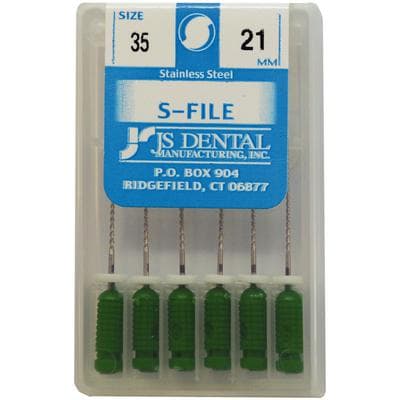 JS Dental S-File #35 Green, 21mm, Stainless Steel Endodontic Hand File, Pack of 6 thumbnail 4