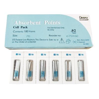 Dentsply Maillefer Absorbent Paper Points, ISO #70, 0.02 Taper, Hand Rolled, Green, Cell Pack of 180, 670182 thumbnail 8