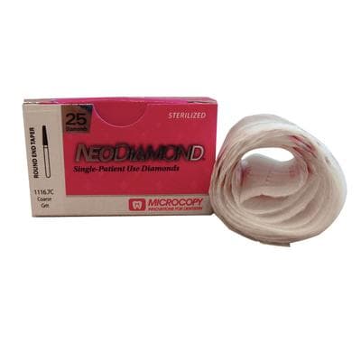 NeoDiamond Disposable Diamond Bur, FG, Coarse Grit, Round End Taper, #856 (1116.7C), 1.6 mm Diameter, 7.0 mm Length, 25/Pkg thumbnail 7