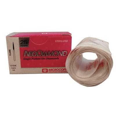 NeoDiamond® Crown/Bridge & Operative Diamond Burs – FG, Flame, Coarse, Green, #862 (1510.8C), 1.0 mm Diameter, 8.0 mm Length, 25/Pkg thumbnail 5