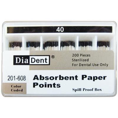 DiaDent Absorbent Paper Points, #40, Black, .02 Taper, Non-Marked, Spill-Proof Box of 200 thumbnail 5