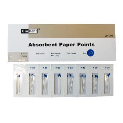 DiaDent Absorbent Paper Points #30, Non-Marked, .02 Taper, Cell Pack of 200, Blue, 201-306 thumbnail 11