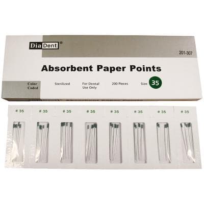 DiaDent Absorbent Paper Points #35, Green, .02 Taper, Non-Marked, Cell Pack, 200/Box thumbnail 8
