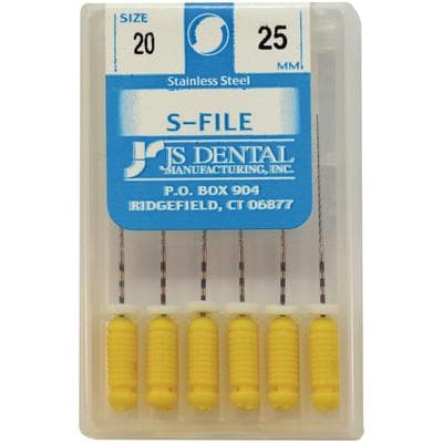 JS Dental S-Files, Size #20, 25mm, Yellow, Pack of 6 thumbnail 4
