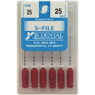JS Dental S-File #25, 25mm, Stainless Steel, Red, Pack of 6 thumbnail 4
