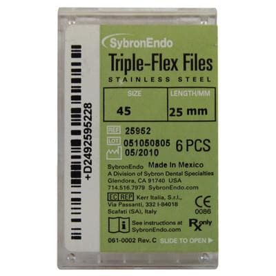 Kerr Endodontics Triple-Flex Stainless Steel Endodontic Files, Size #45, White, 25mm Length, 6/Box, 25952 thumbnail 6