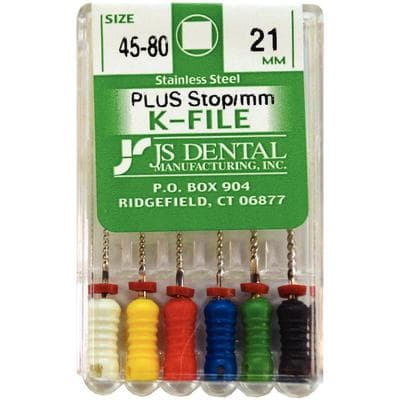JS Dental SS K-File Plus with Rubber Stops, 21mm, Assorted Sizes 45-80, 6/Box thumbnail 3