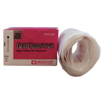 NeoDiamond® Crown/Bridge & Operative Diamond Burs – FG, Round, #801, Fine Grit, Red Ring, 2.3 mm Diameter, 2.0 mm Length, 25/Pkg, 0123F thumbnail 5