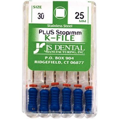 JS Dental K-File Plus with Stops, Size 30, 25mm, Blue, 6/Box thumbnail 3