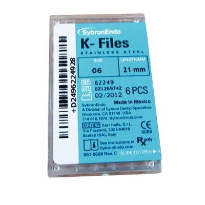 Kerr Endodontics K-Files Stainless Steel, 21mm, #06, Pink, 6/Pkg, 62249 thumbnail 24