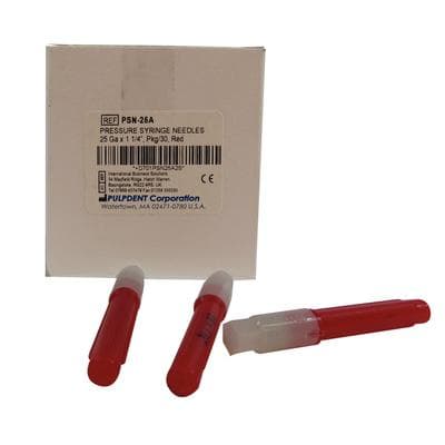 Pulpdent Pressure Syringe Needle, 25 Gauge x 1-1/4", Red, Stainless Steel, Disposable, 30/Box thumbnail 5