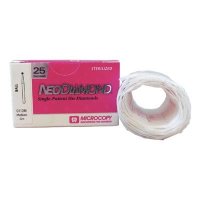 NeoDiamond® Disposable Diamond Bur, FG, Round #801 (0112M), Medium Grit, Blue Ring, 1.2 mm Diameter, 1.0 mm Head Length, 25/Pkg thumbnail 5