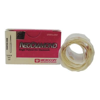 NeoDiamond® Disposable Diamond Bur, FG, Fine Grit, Pointed Cone, #858 (1310.3F), 0.8 mm Diameter, 3.0 mm Length, 25/Pkg thumbnail 7
