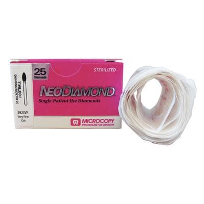 Microcopy NeoDiamond Finishing Diamond Bur, FG #3923, Very Fine Grit, Football Shape, Sterile, Single Patient Use, 25/Pack thumbnail 7