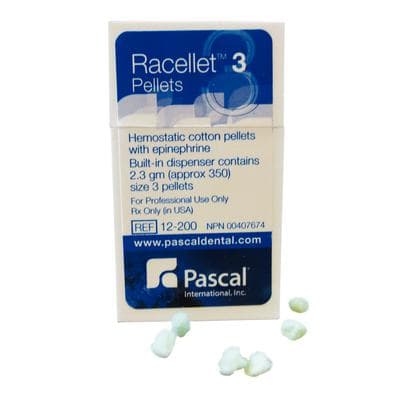 Pascal Racellet Hemostatic Cotton Pellets #3, 0.55 mg Racemic Epinephrine HCl, Green, 350/Box, 12-200 thumbnail 13