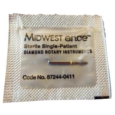 Midwest ONCE Sterile Diamond Bur 368-016SF, Extra Fine Grit, Football Shape, Friction Grip, 25/Pk thumbnail 4