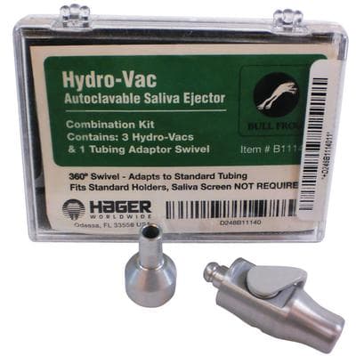 Hager Hydro Vac Aluminum Saliva Ejector Combo Kit, 3 Handpieces with 1 Swivel Tubing Adapter thumbnail 5