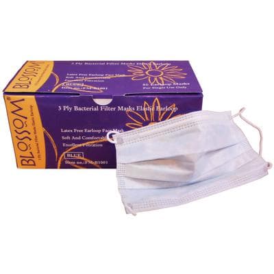 Blossom ASTM Level 2 Earloop Surgical Face Mask, Blue, 50/Box, FM-B1001 thumbnail 4