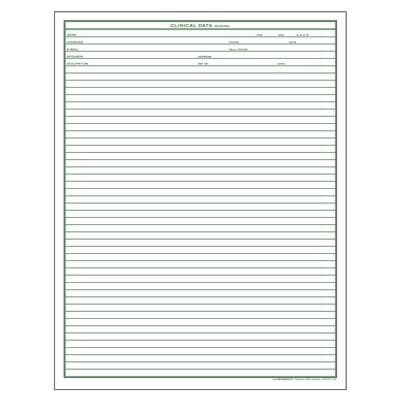Clinical Data Form, 2-Sided, 2-Hole Punched at Top, 8-1/2" x 11", White, 100/Pkg - Clinical Data Form with 2 Holes at Top - with Holes at Top - Image 1