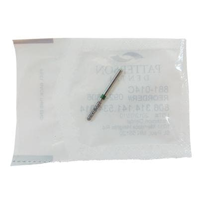 Patterson® Disposable Diamond Bur, FG, Coarse, Green, Cylinder Round End, 1.4 mm Diameter, 8.0 mm Length, 25/Pkg, #881-014C - Patterson® Disposable Diamonds – FG, Coarse, Green, Cylinder Round End, 25/Pkg - # 881-014C, 1.4 mm Diameter, 8.0 mm Length - Image 1