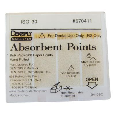 Dentsply Maillefer Absorbent Paper Points, ISO #30, 0.02 Taper, Hand-Rolled, Bulk Pack of 200, 670411 thumbnail 6
