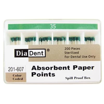DiaDent Absorbent Paper Points, #35, Green, .02 Taper, Non-Marked, Spill-Proof Box of 200 thumbnail 5