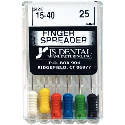JS Dental Finger Spreaders, Assorted Sizes #15-40, 25mm, Stainless Steel, ISO Color-Coded Plastic Handle, 6/Pkg thumbnail 3