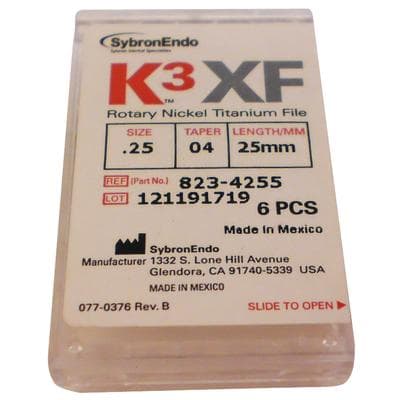 K3XF Nickel Titanium Rotary Files, #25/.04 Taper, 25mm, Red, 6/Pk, 823-4255 thumbnail 17