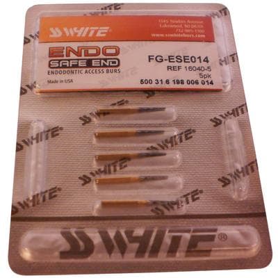 SS White Endo Safe End Endodontic Access Carbide Bur, FG, Tapered Fissure, Round Safe End, 1.4 mm Head Diameter, 0.5 mm Tip, 9 mm Head Length, 24 mm Shank, 5/Pkg, ESE-014 thumbnail 9