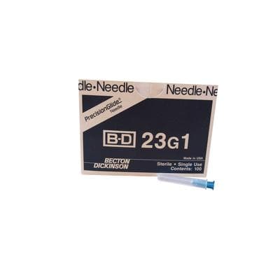 BD PrecisionGlide™ Regular Bevel Hypodermic Needle, 23 Gauge x 1", Sterile, Low Dead Space, Turquoise, 100/Box, 305145 thumbnail 3