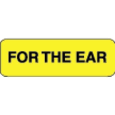 Medication Instruction Label, For The Ear, 1-1/2" W x 1/2" H, Fluorescent Yellow, 500/Roll - Medication Instruction Label, 1-1/2" W x 1/2" H, 500/Roll - For The Ear, Fluorescent Yellow - Image 1