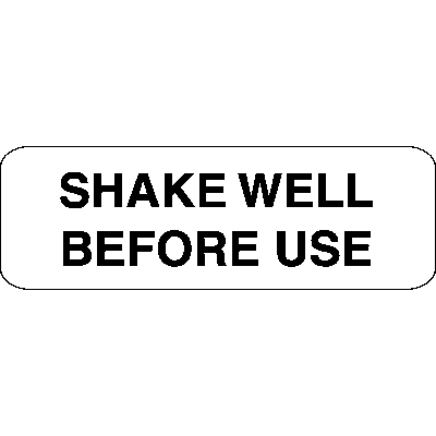 Medication Instruction Label, 1-1/2" W x 1/2" H, 500/Roll - Shake Well Before Use, White - Medication Instruction Label, 1-1/2" W x 1/2" H, 500/Roll - Shake Well Before Use, White - Image 1