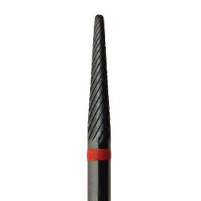 Black Cobra Tungsten Carbide Lab Cutter, Fine, Tapered Fissure, Round End, HP, 2.3 mm Diameter, 11.5 mm Head Length, Red Ring, B23F-023 thumbnail 5