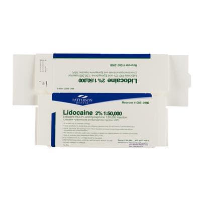 Patterson® Lidocaine HCl 2% with Epinephrine 1:50,000 Dental Anesthetic Cartridges, 1.7 ml, 50/Pkg, NDC 50227-1020-05 thumbnail 3