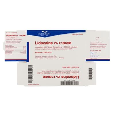 Patterson® Lidocaine HCl 2% with Epinephrine 1:100,000, 1.7 ml Dental Cartridges, 50/Pkg (NDC 50227-1030-05) thumbnail 2