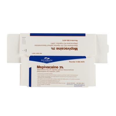 Patterson Mepivacaine 3% HCl Injection without Vasoconstrictor, Latex-Free Dental Cartridge, 1.7 mL, 50/Pkg, NDC 50227-1080-05 thumbnail 3