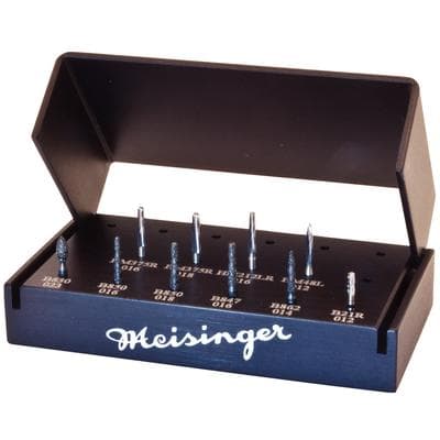 Meisinger Black Cobra Crown Preparation Kit, FG, 10-Piece Assortment with 18-Slot Bur Block, BC02 thumbnail 3