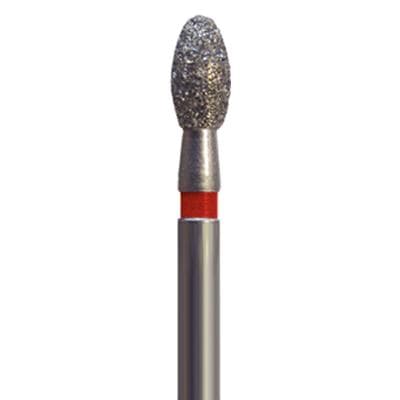 Meisinger 833F-021-FG Fine Diamond Bur, Egg/Football Shape, Friction Grip, 2.1 mm Head Diameter, 4.2 mm Working Length, Red Ring, 5/Pack thumbnail 7