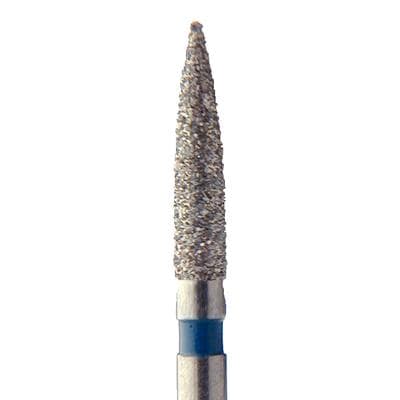 Meisinger 862-021-FG Diamond Bur, FG, Medium Grit, Blue Ring, Flame Shape, Point End, 2.1 mm Head Diameter, 8.0 mm Head Length, 5/Pkg thumbnail 7