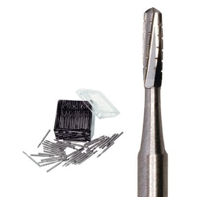 Meisinger Tungsten Carbide Bur #1557, HM 31R, Straight Dome Cross Cut, Friction Grip, 1.0 mm Diameter, 100/Pkg (C1557FGOP) thumbnail 4
